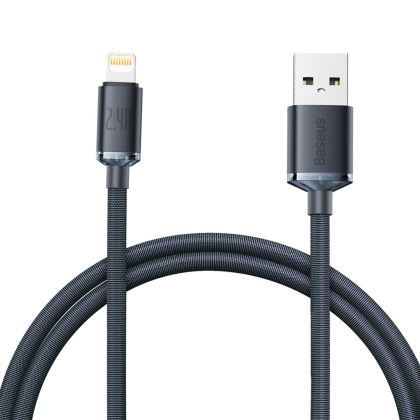 Кабел Baseus, Crystal Shine, USB - Lightning, 2.4A, за IPhone, 1,2m., (CAJY000001), Черен