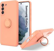 Кейс Vennus Silicone Ring, за Samsung Galaxy S22, Метален ринг, Защита около камерата, Светло розов