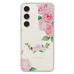 Кейс Tel Protect Flower, за Samsung Galaxy A13 5G/A04S, Защита около камерата, Прозрачен с розови рози