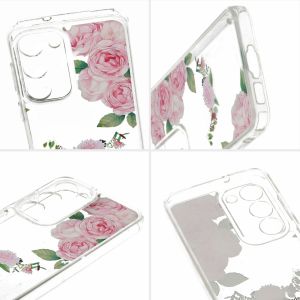 Кейс Tel Protect Flower, за Samsung Galaxy A13 5G/A04S, Защита около камерата, Прозрачен с розови рози