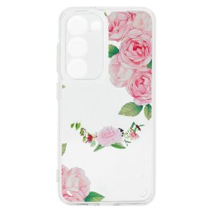 Кейс Tel Protect Flower, за Samsung Galaxy A14 4G/5G, Защита около камерата, Прозрачен с розови рози