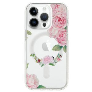 Кейс Tel Protect Flower, за IPhone 11, Magsafe, Защита около камерата, Прозрачен с розови рози
