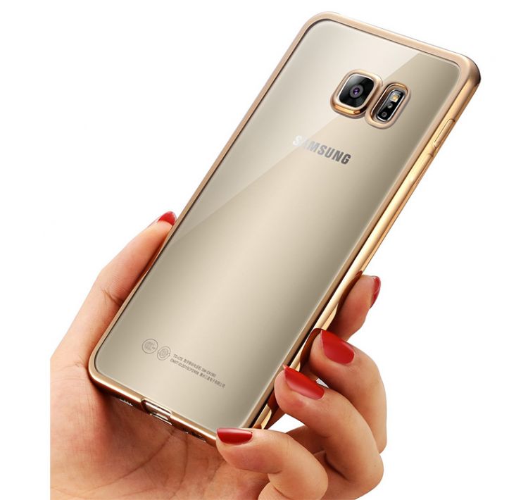 Луксозен силиконов калъф Glossy със златна рамка за Samsung G920 Galaxy S6