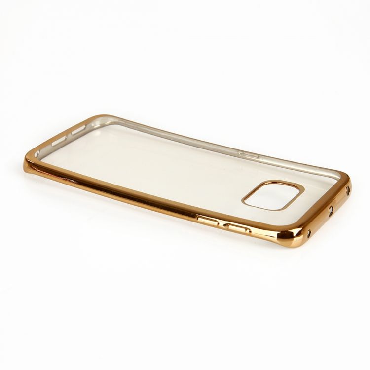 Луксозен силиконов калъф Glossy със златна рамка за Samsung G925 Galaxy S6 Edge